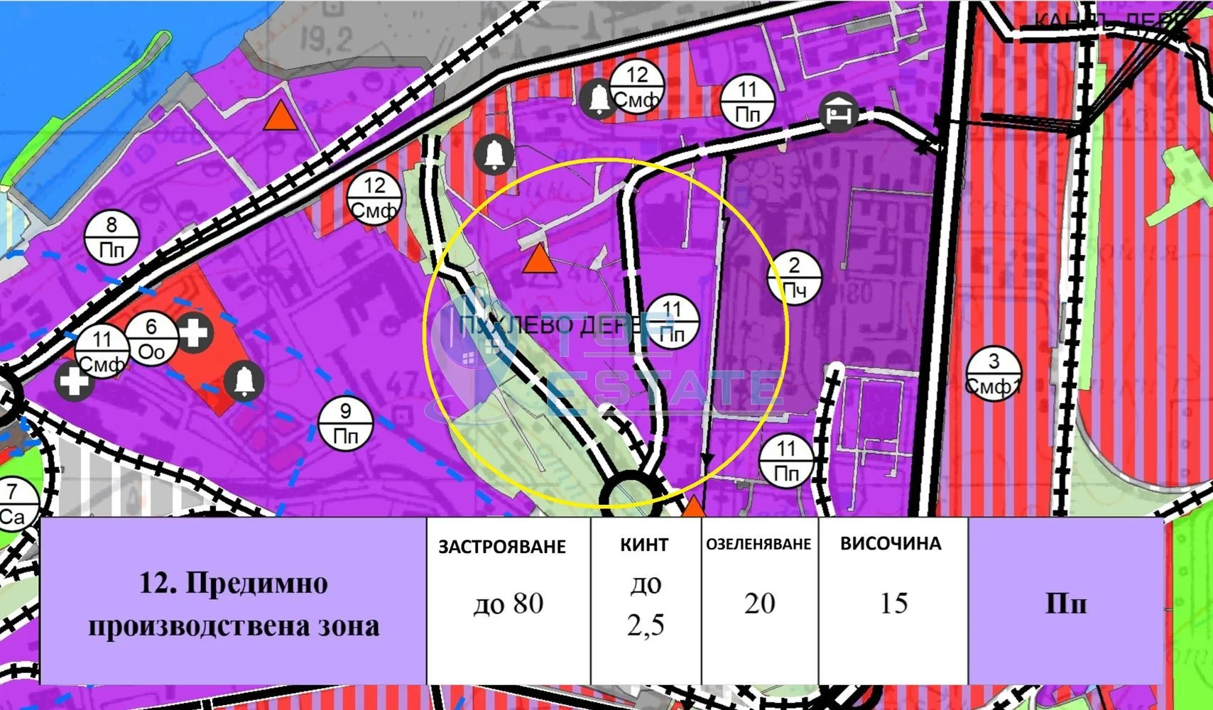 Голяма парцел за промишлено строителство в промишлена зона Изток, град Русе в близост до Дунав мост - 0