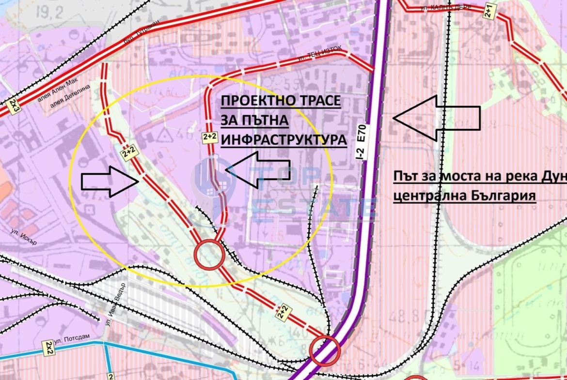 Голяма парцел за промишлено строителство в промишлена зона Изток, град Русе в близост до Дунав мост - 0