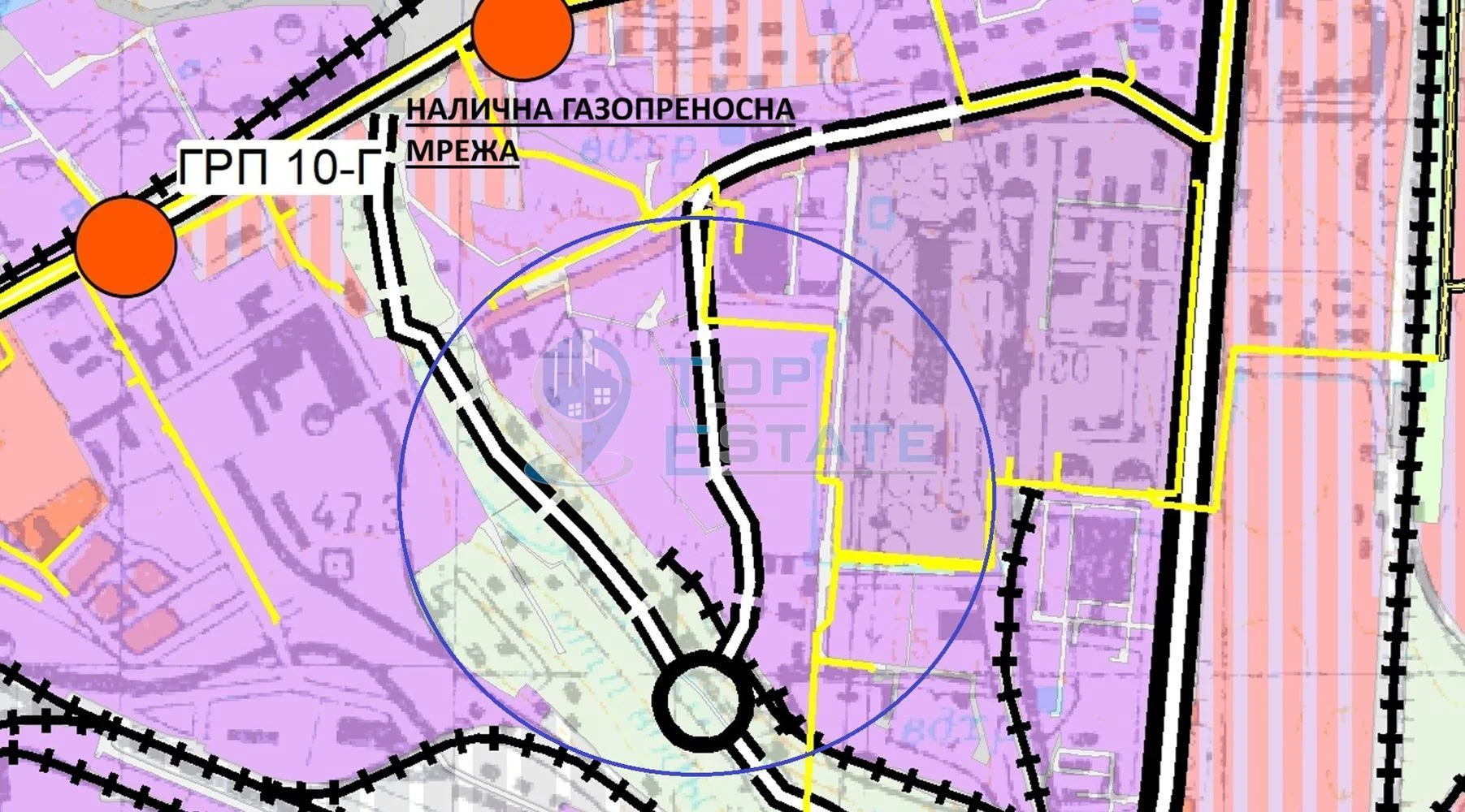 Голяма парцел за промишлено строителство в промишлена зона Изток, град Русе в близост до Дунав мост - 0